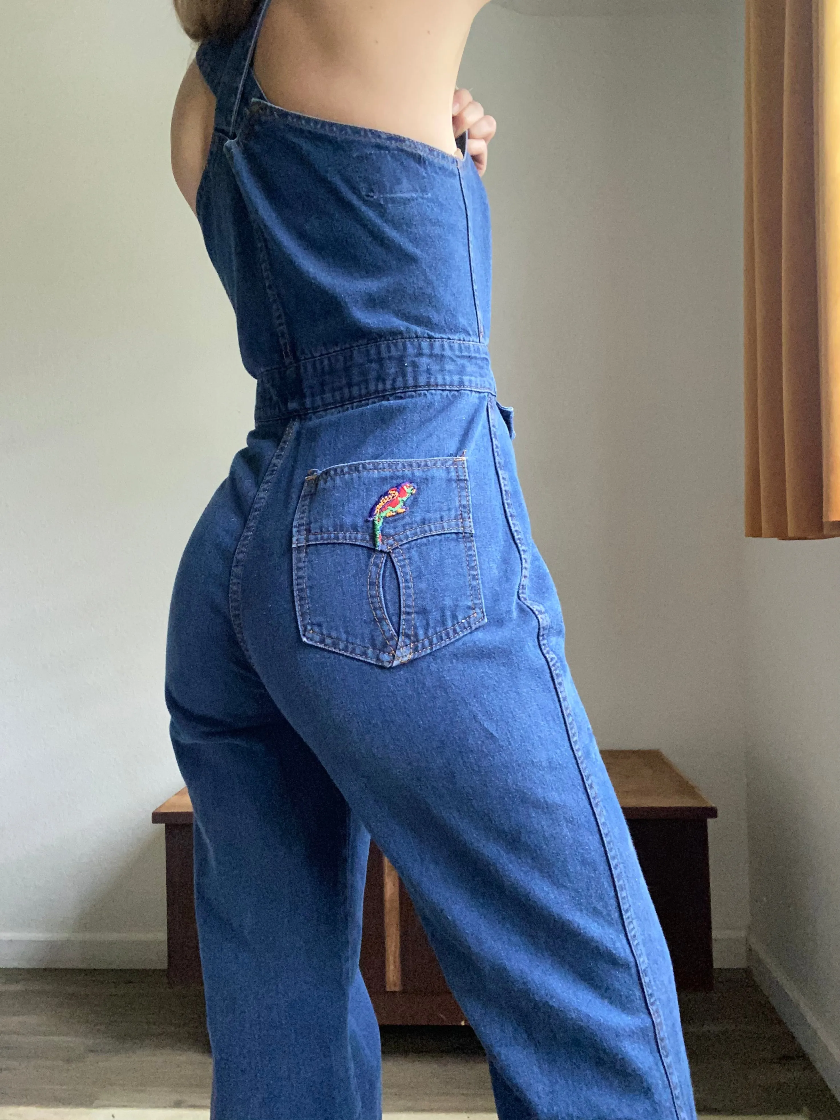 1970s S.O.B. Shades of Blue Denim Overall Jumpsuit size 13