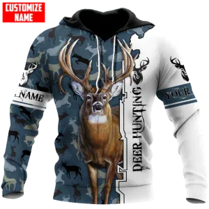 3D All Over Printed Deer Hunting Hoodie, Custom Hoodies With Deer Hunting Light Camo Pattern Hoodie