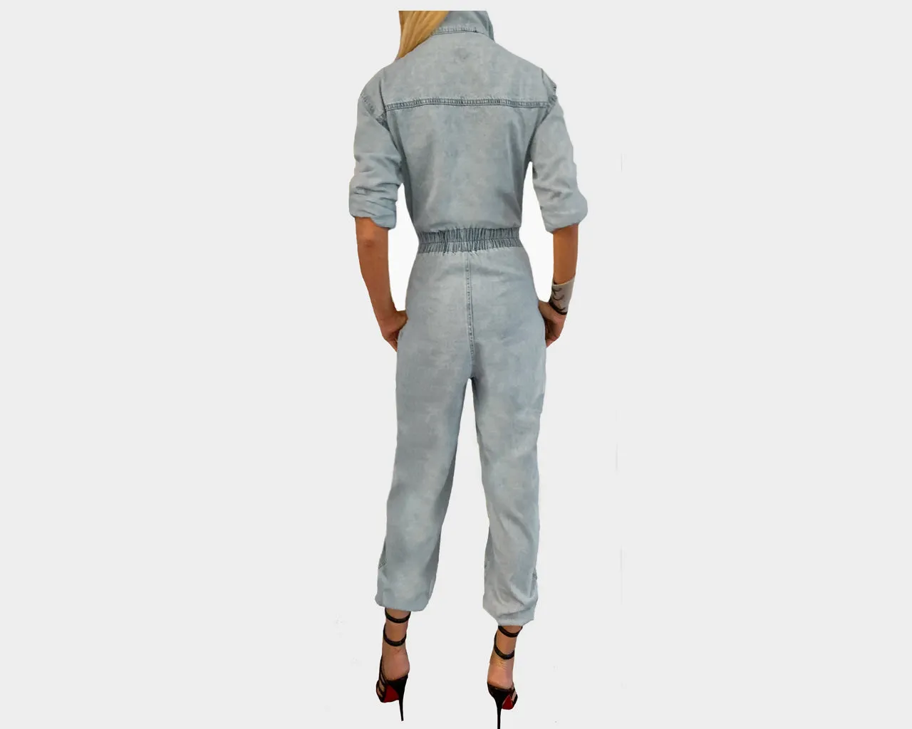 89 Pale Jean Silver & Black Pockets Jumpsuit - The Soho