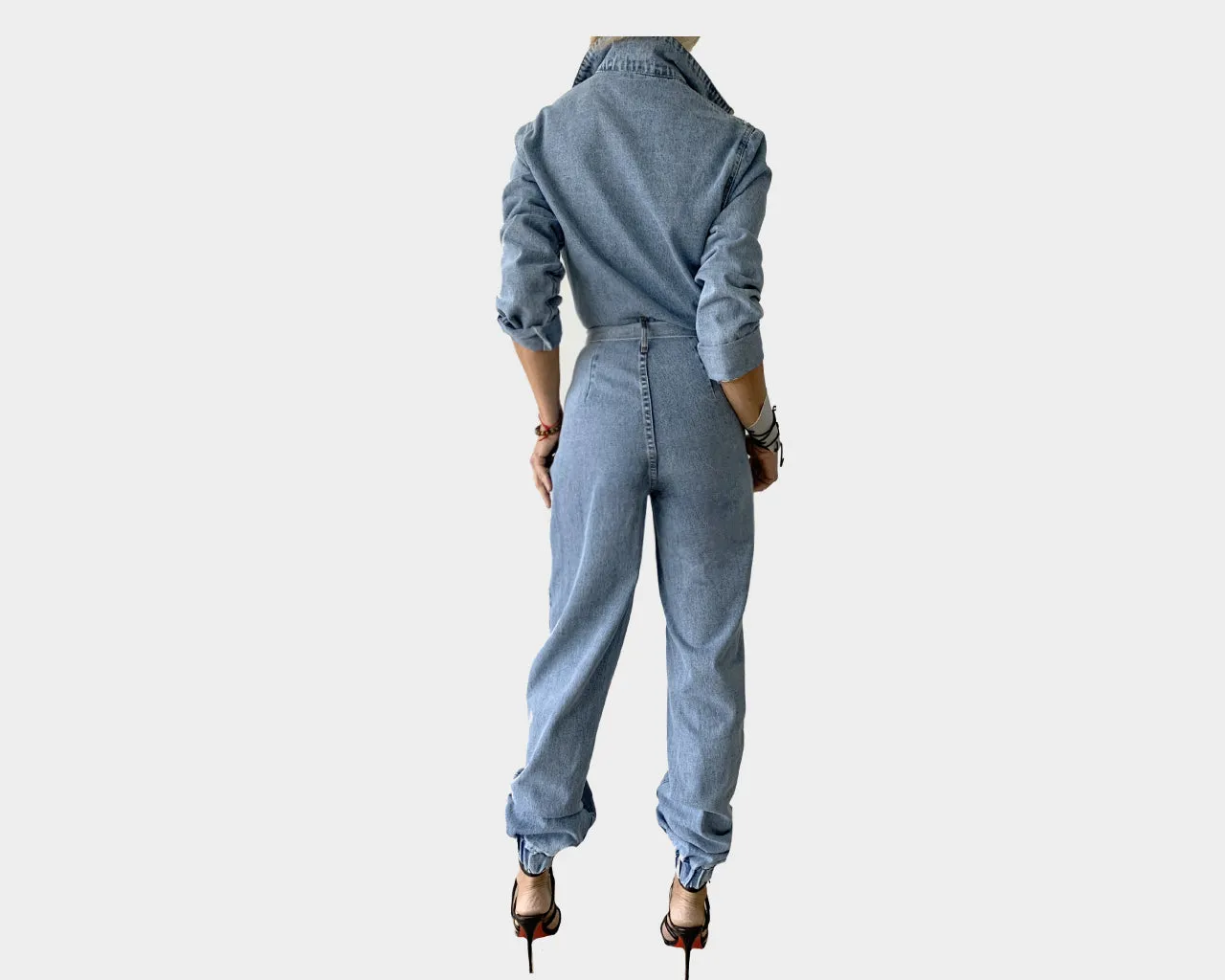 89 Pale Jean Silver & Black Pockets Jumpsuit - The Soho