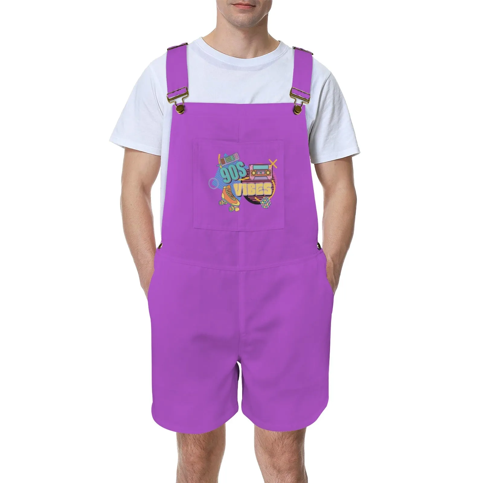 90's Vibes Amethyst Unisex Shorts Suspender Jumpsuit