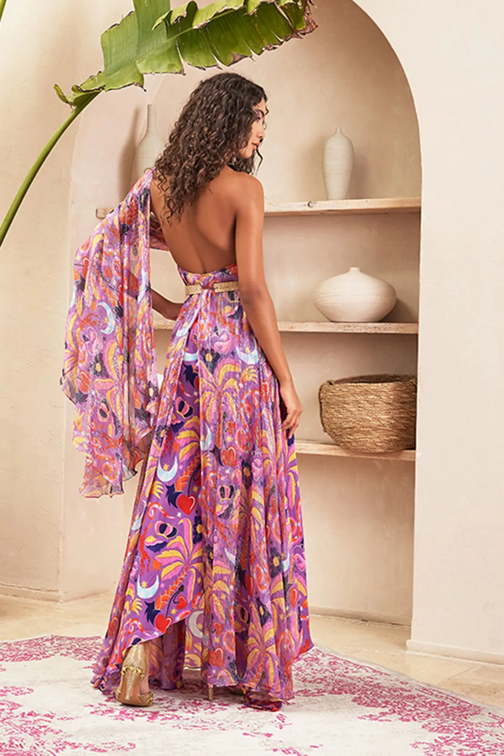 Abigail Lilac Sari Draped Jumpsuit