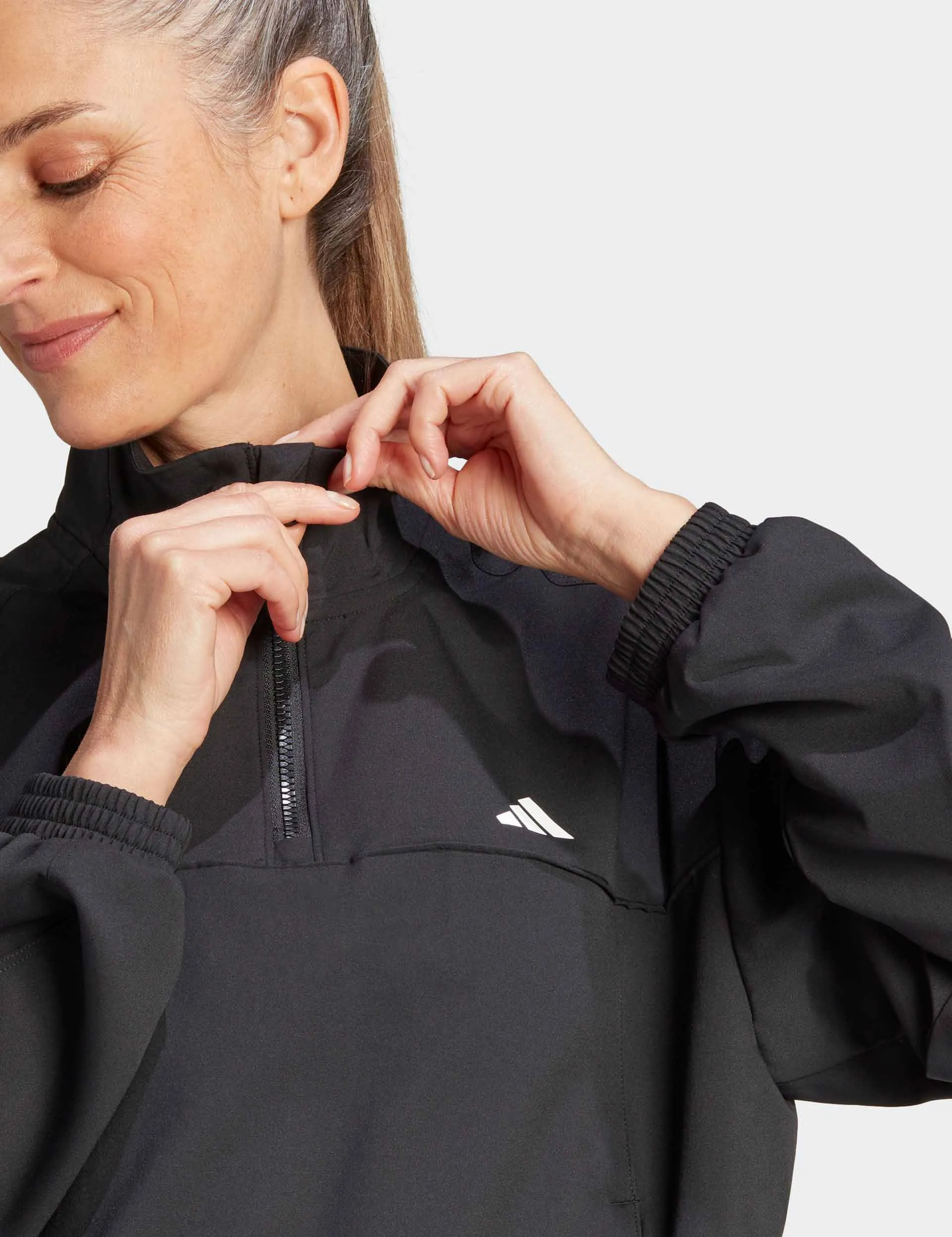 AEROREADY Train Essentials Woven Quarter-Zip Track Jacket - Black/White