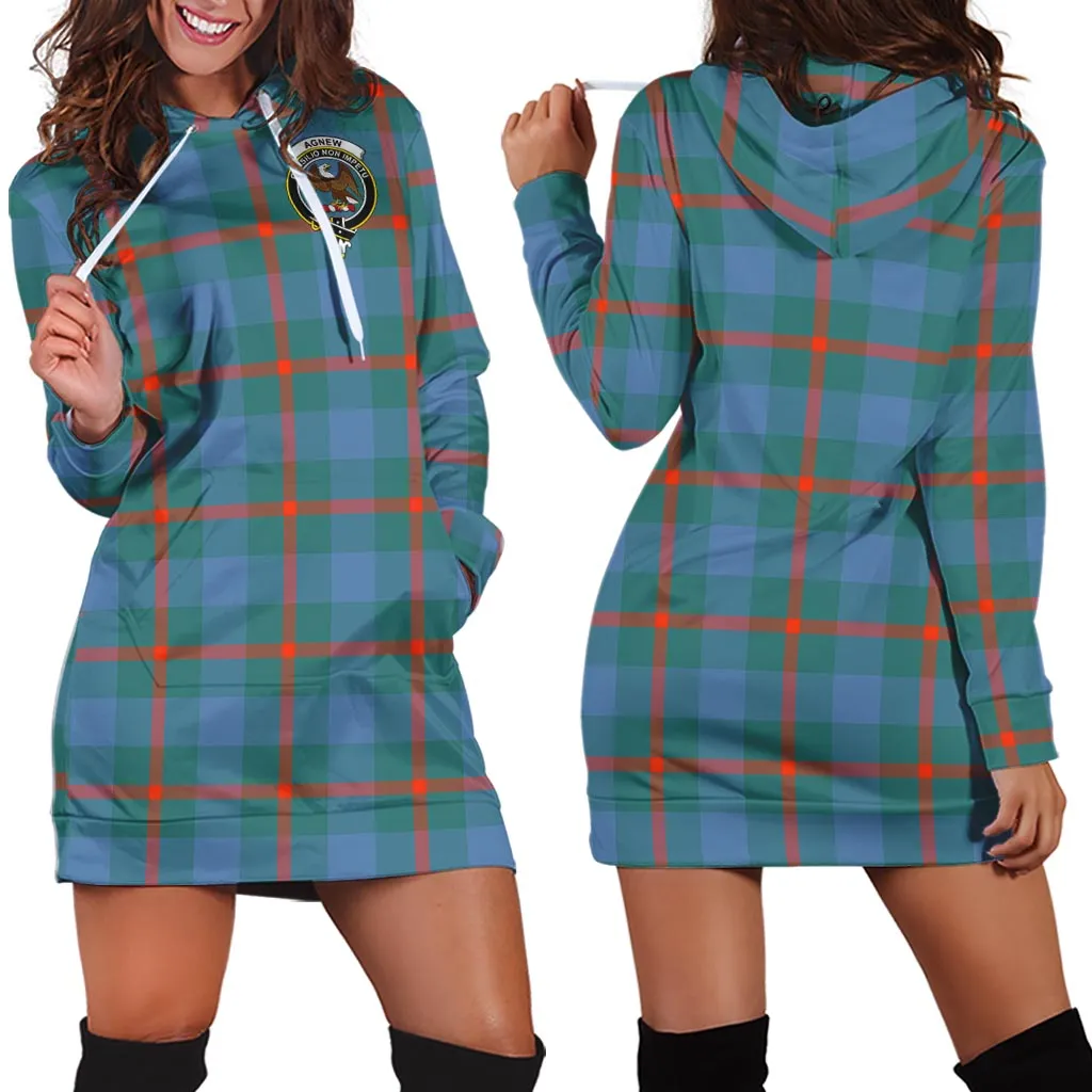 Agnew Ancient Tartan Hoodie Dress with Family Crest