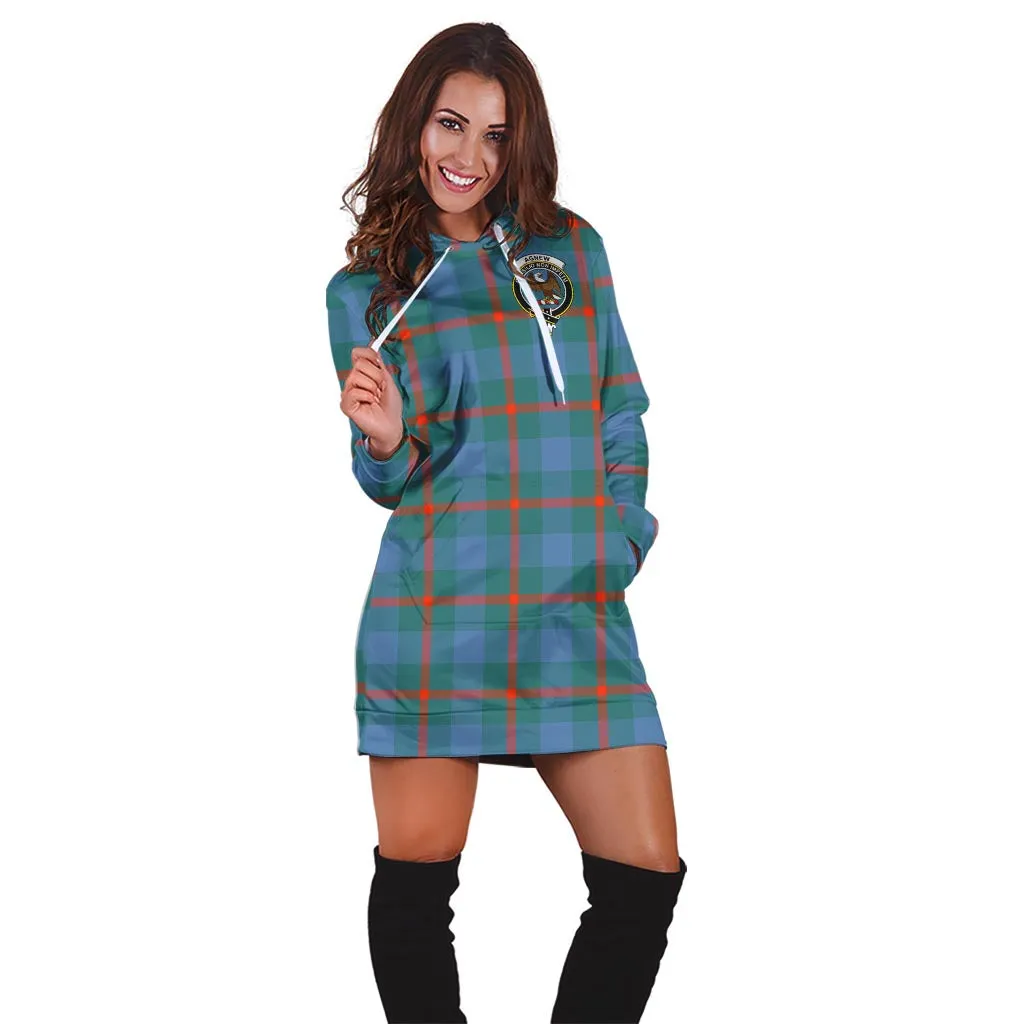 Agnew Ancient Tartan Hoodie Dress with Family Crest