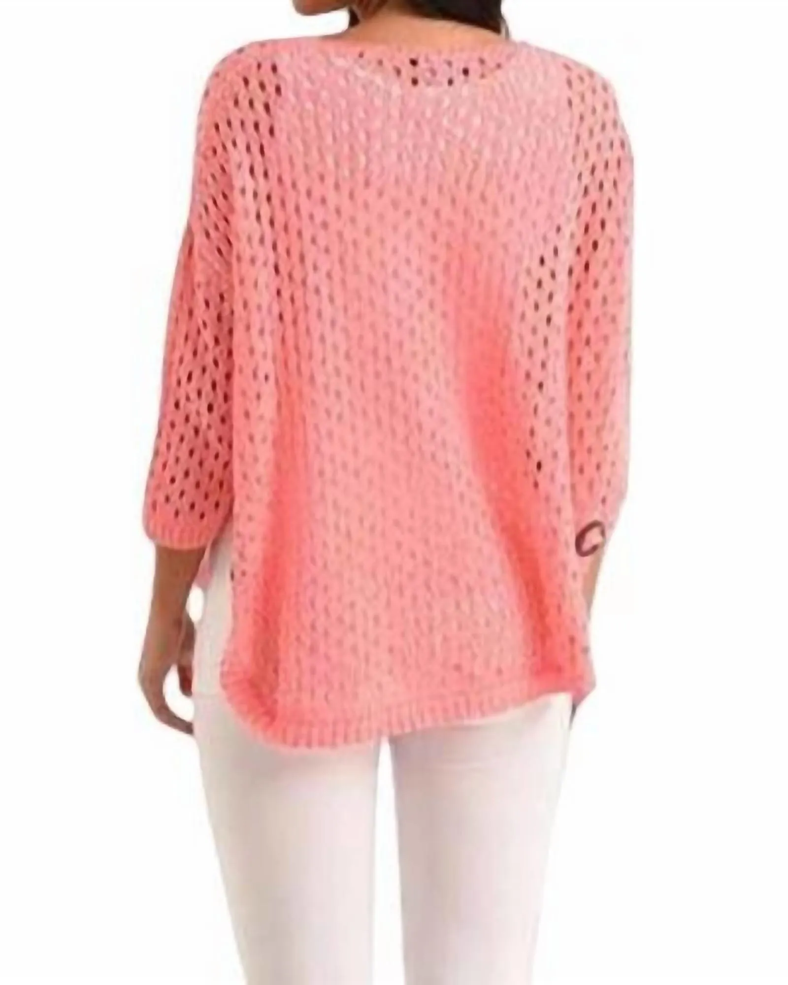 Aimee Wooden Button Poncho in Pink | Pink