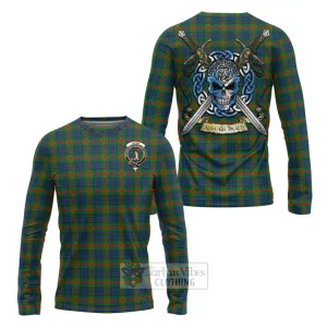 Aiton Tartan Long Sleeve T-Shirt with Family Crest Celtic Skull Style