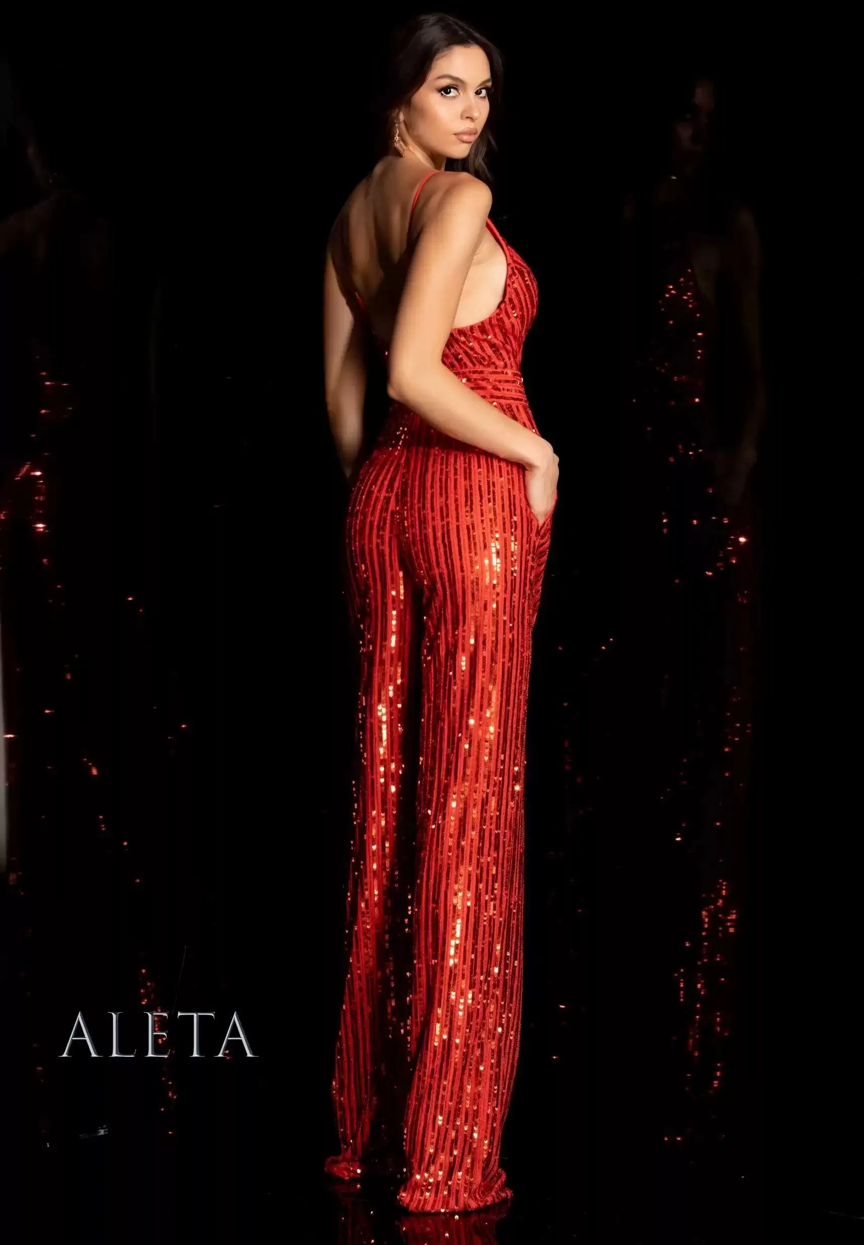 Aleta 972 Prom Sequins Long Formal Evening Jumpsuit