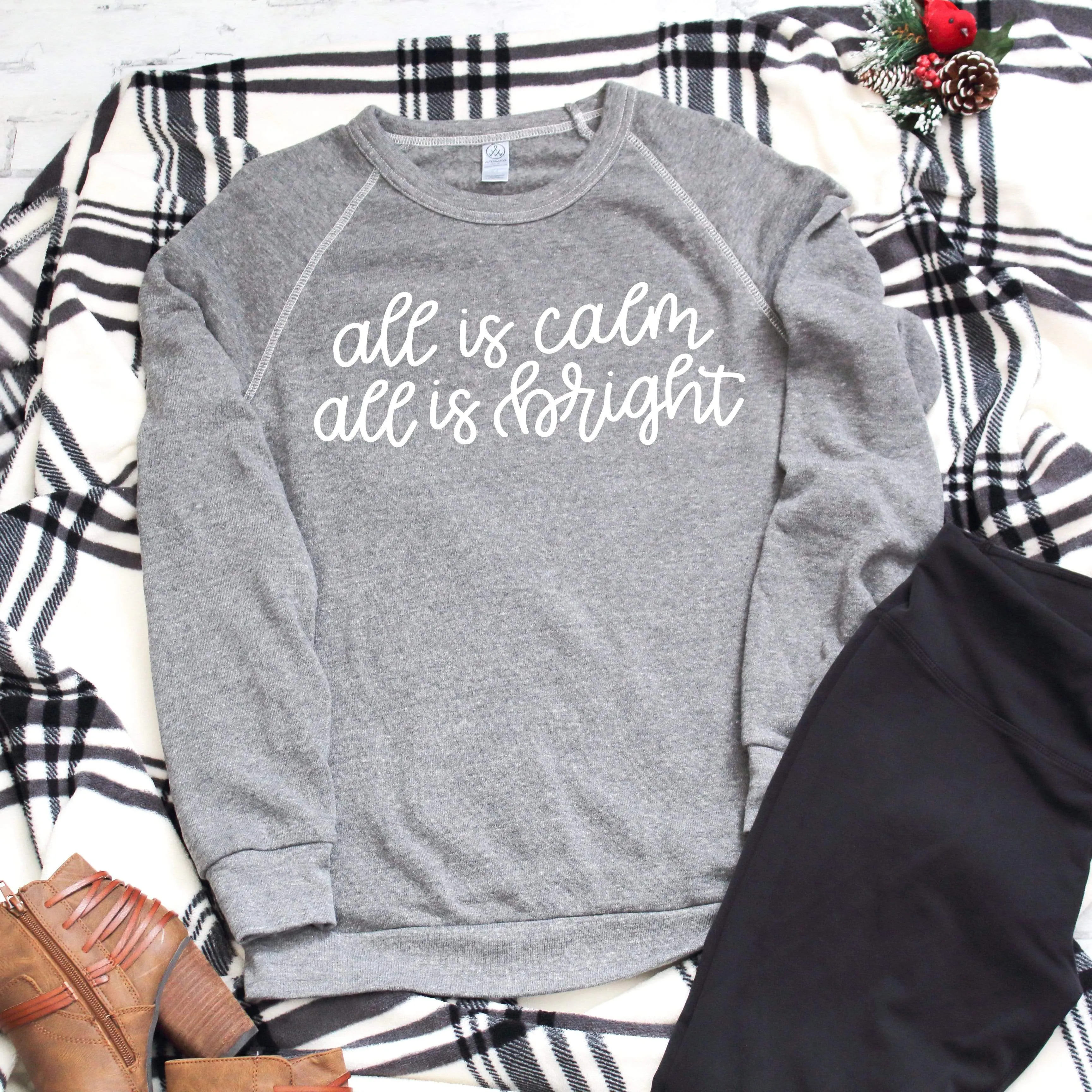 All is calm all is bright soft comfy christmas sweatshirt for women