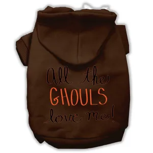 All The Ghouls Screenprint Dog Hoodie Brown Xs (8)