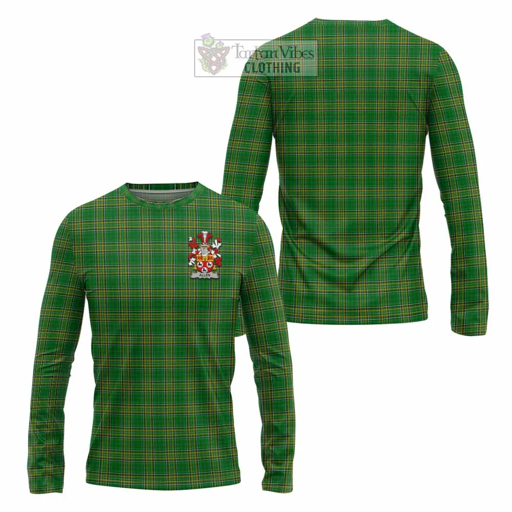 Allen Irish Clan Tartan Long Sleeve T-Shirt with Coat of Arms