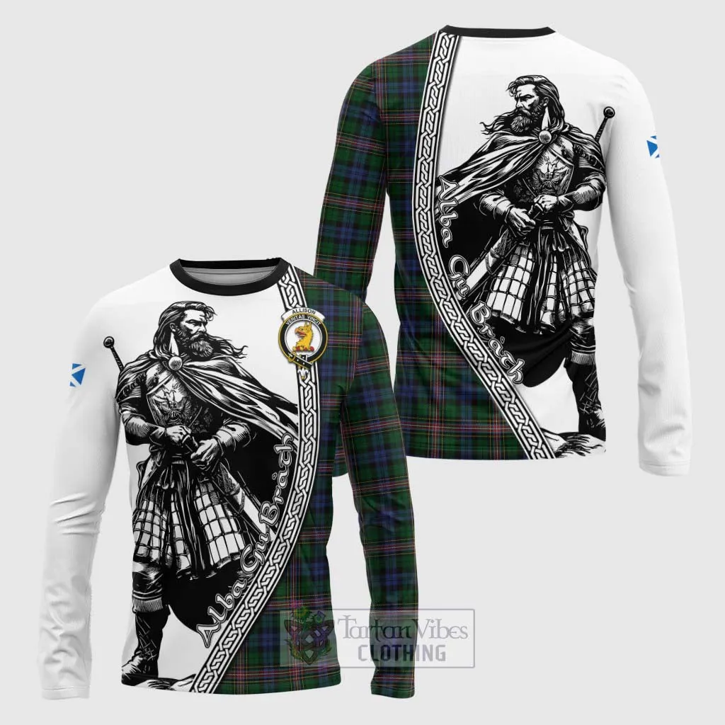 Allison Tartan Clan Crest Long Sleeve T-Shirt with Highlander Warrior Celtic Style