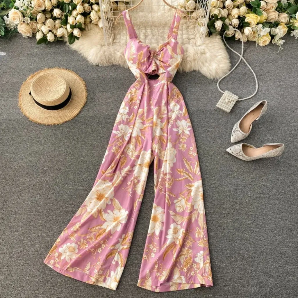 Amber Front Cut Floral Jumpsuit