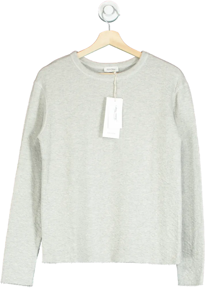 American Vintage Grey Crew Neck Long Sleeve T-shirt UK S