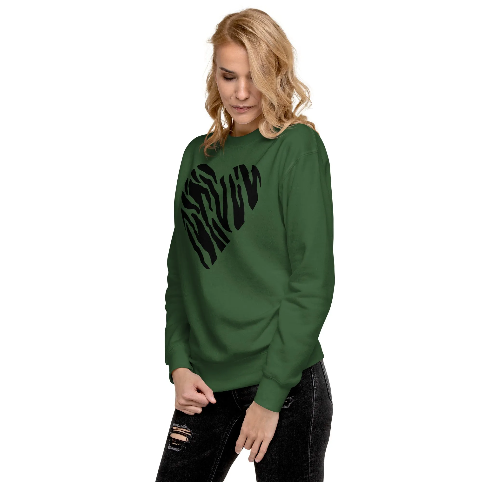 Animal Print Heart Unisex Premium Sweatshirt, lioness-love