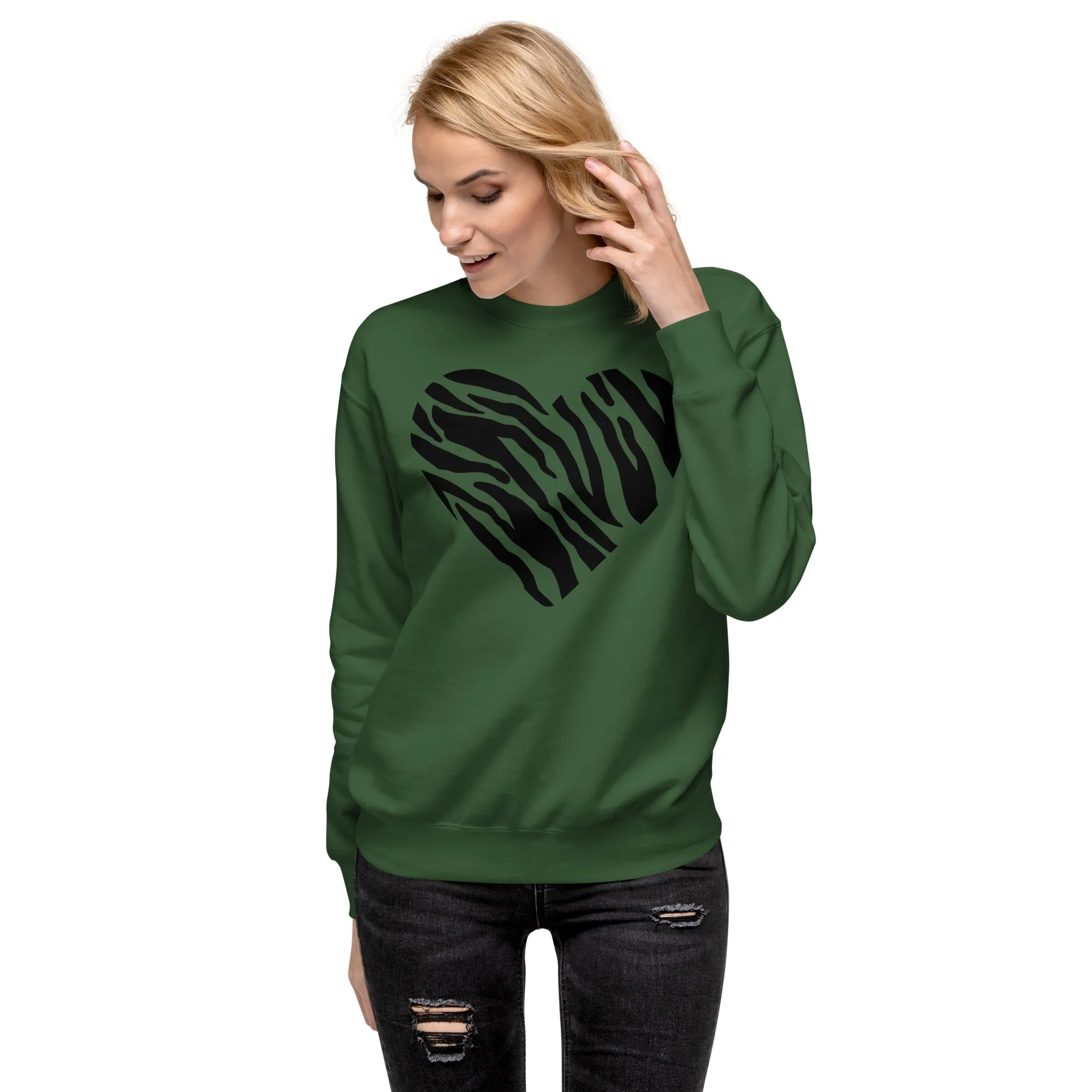 Animal Print Heart Unisex Premium Sweatshirt, lioness-love