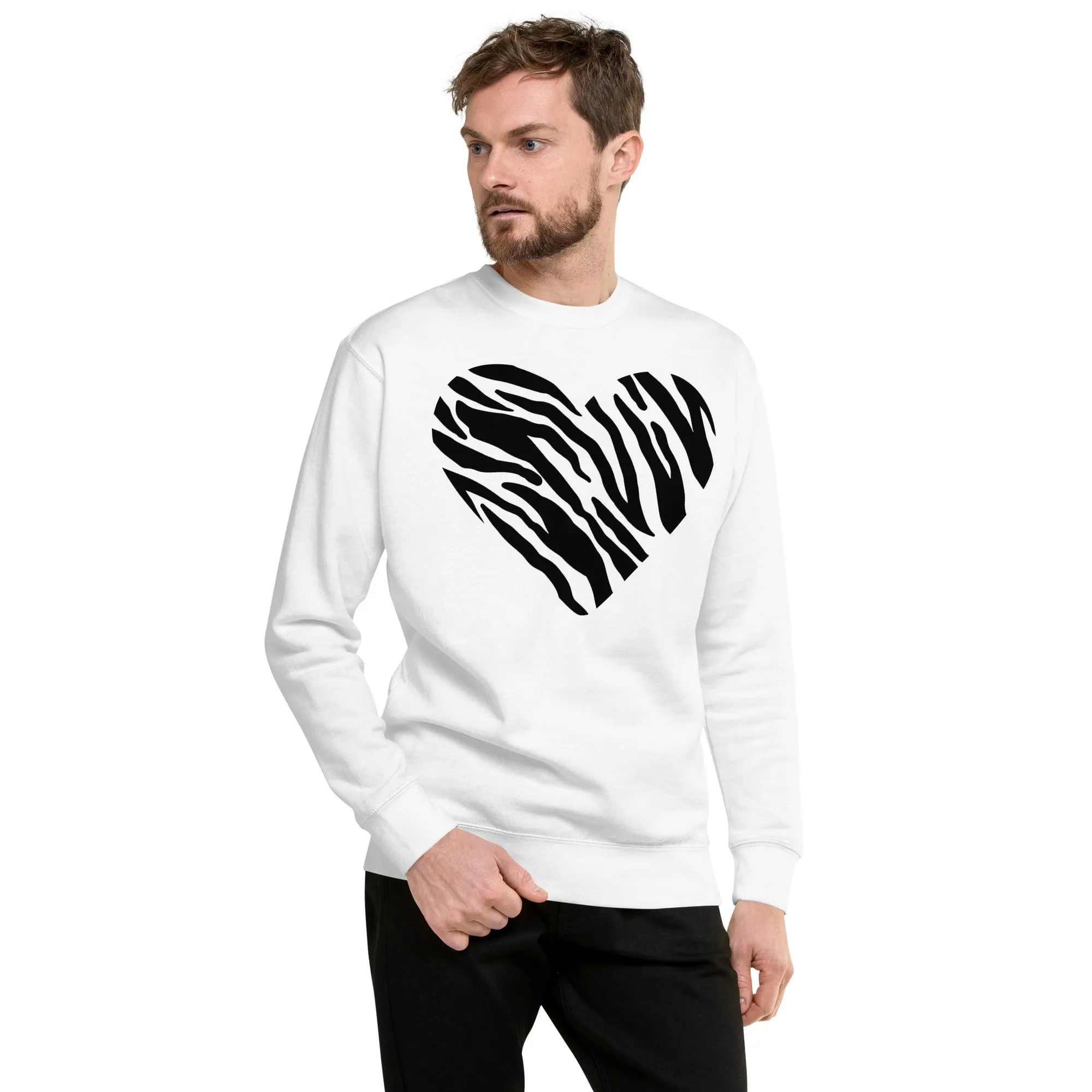 Animal Print Heart Unisex Premium Sweatshirt, lioness-love