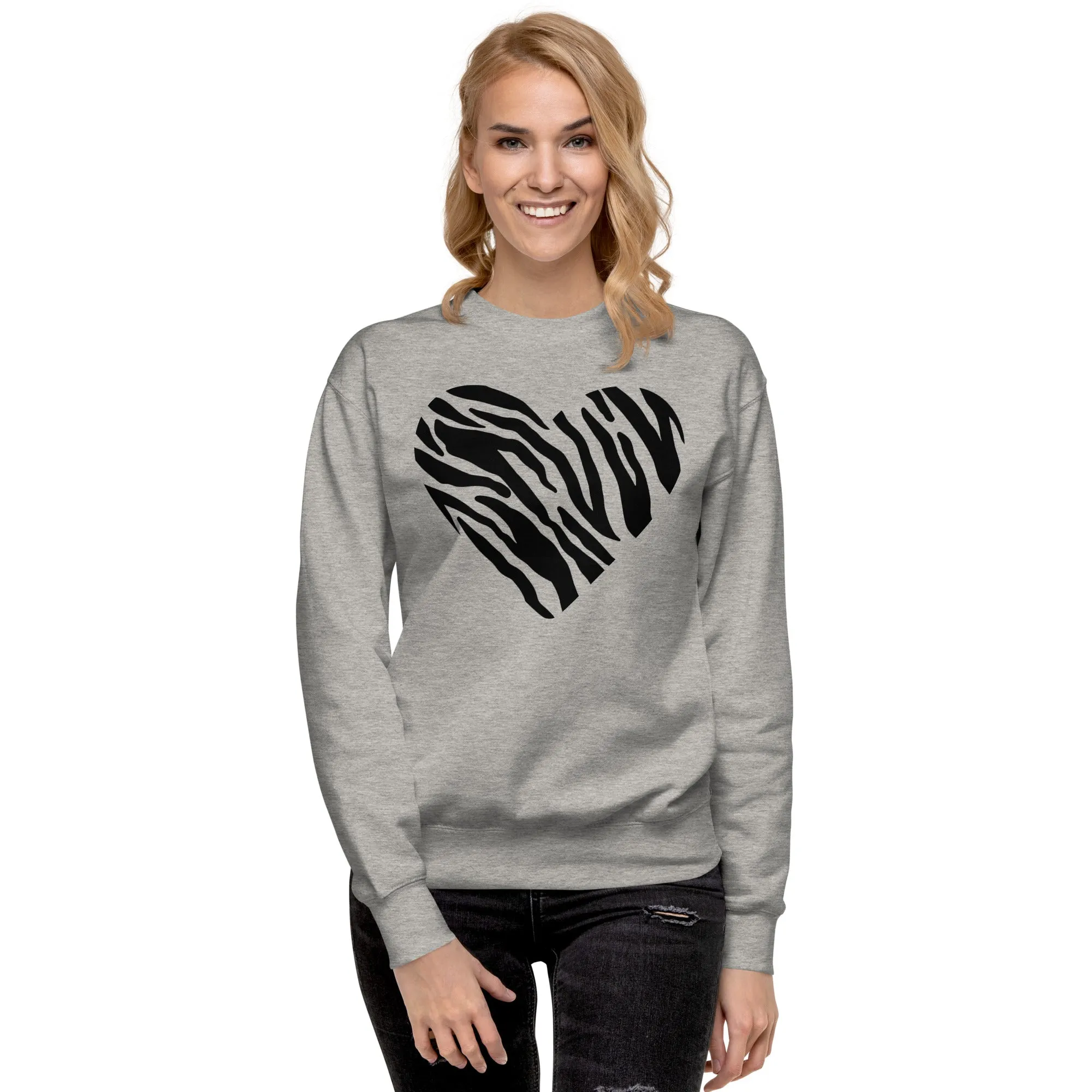 Animal Print Heart Unisex Premium Sweatshirt, lioness-love