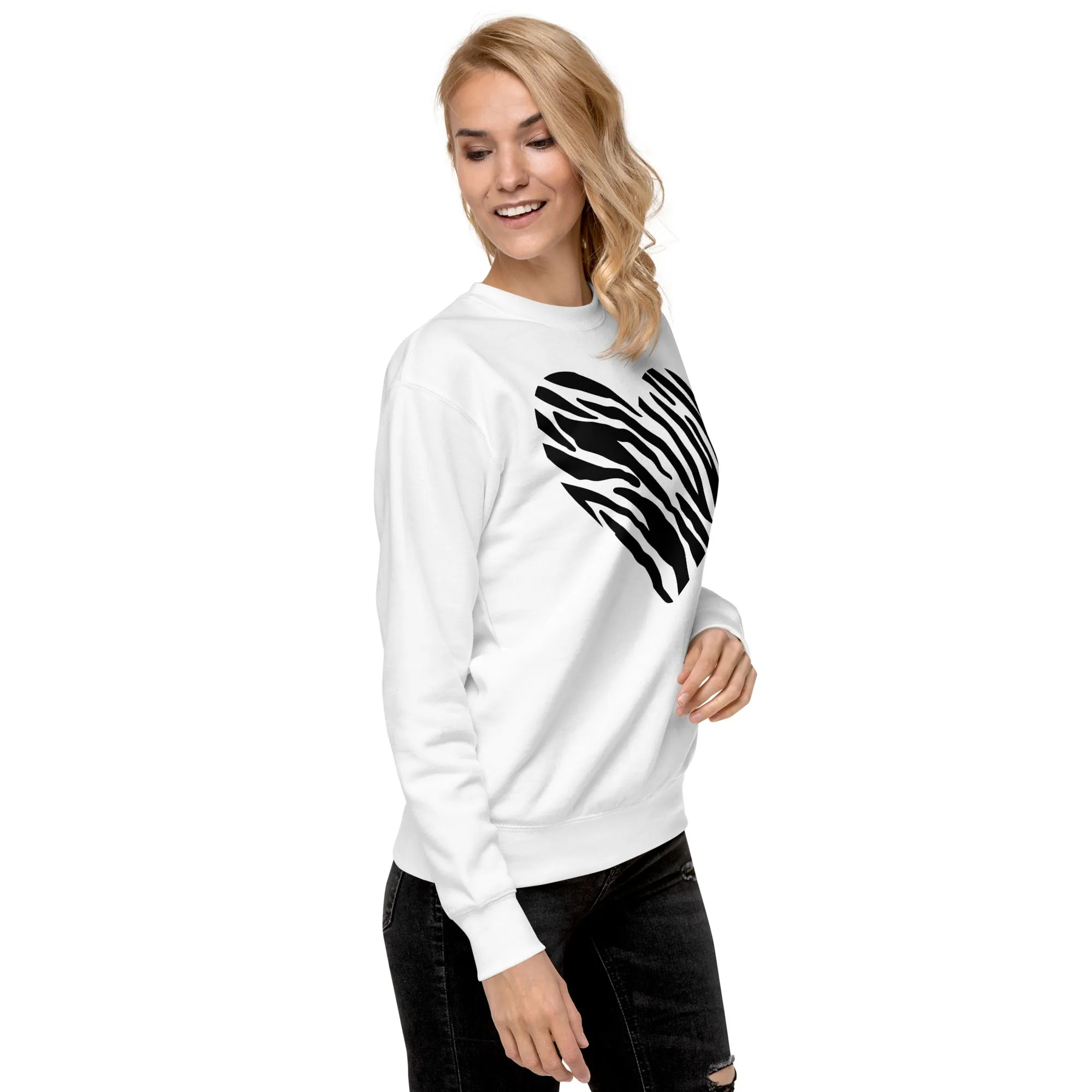 Animal Print Heart Unisex Premium Sweatshirt, lioness-love