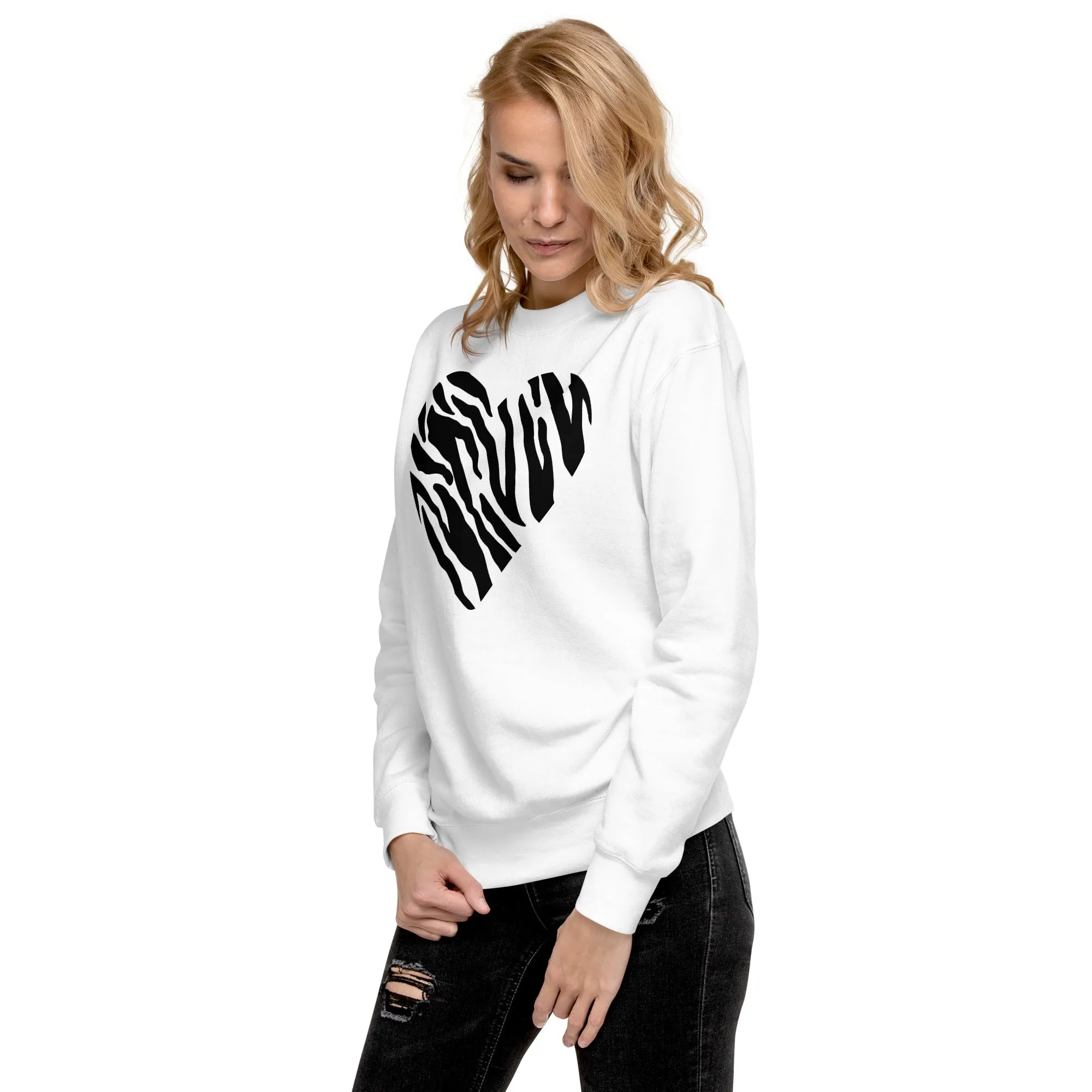 Animal Print Heart Unisex Premium Sweatshirt, lioness-love