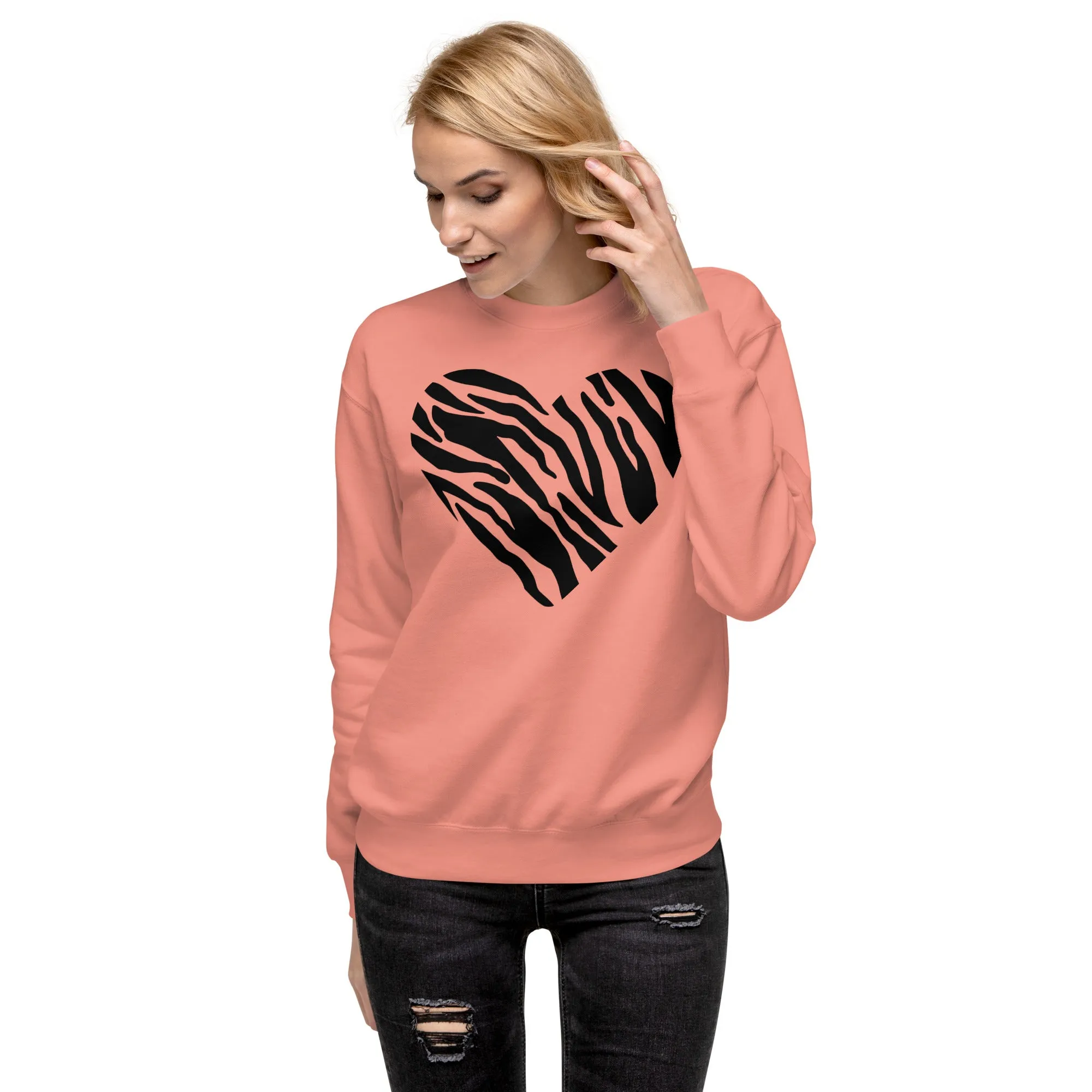 Animal Print Heart Unisex Premium Sweatshirt, lioness-love