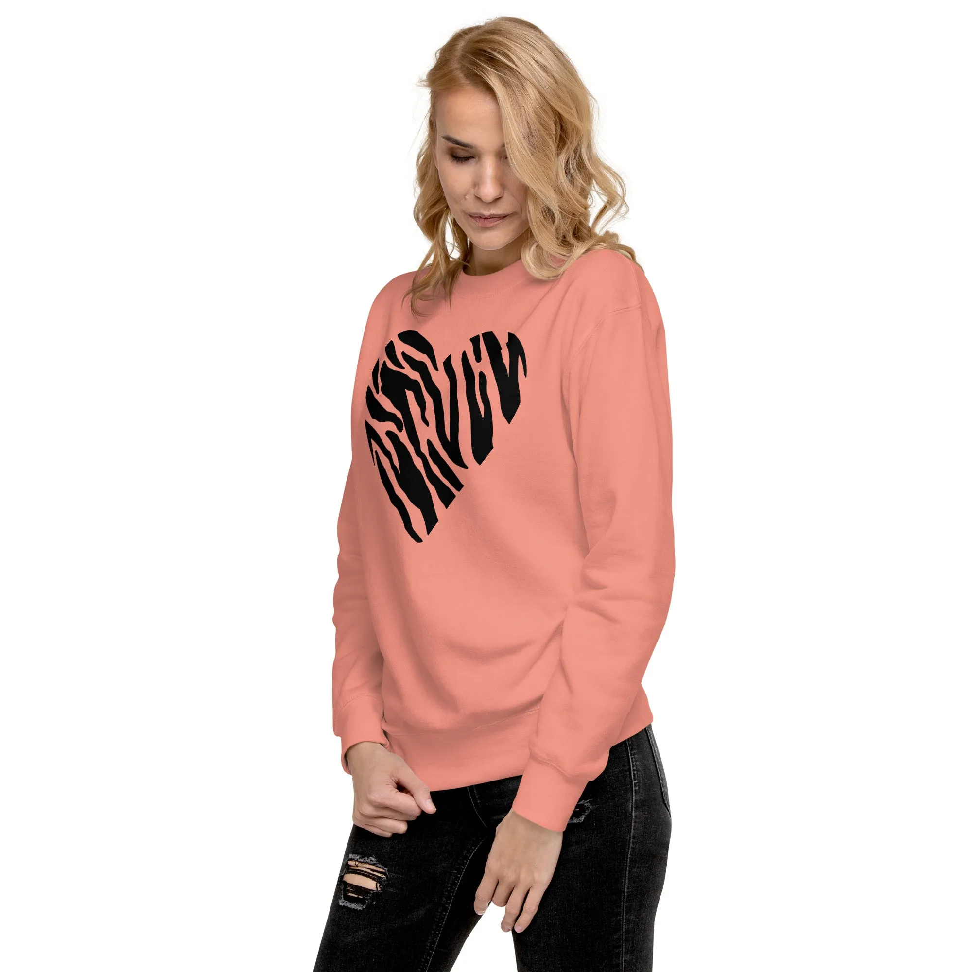 Animal Print Heart Unisex Premium Sweatshirt, lioness-love