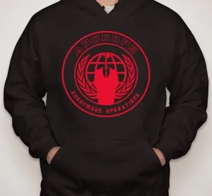 Anonymous Anonops Crest Red Art Hoodie