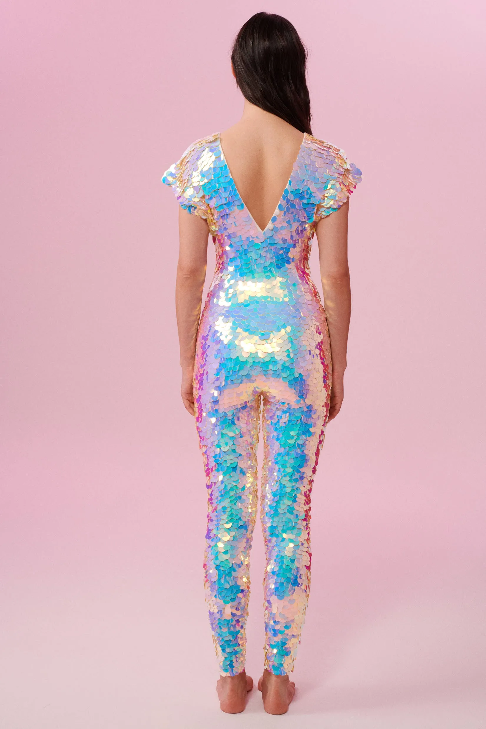 APHRODITE SEQUIN JUMPSUIT - OPAL