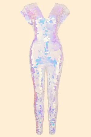 APHRODITE SEQUIN JUMPSUIT - OPAL