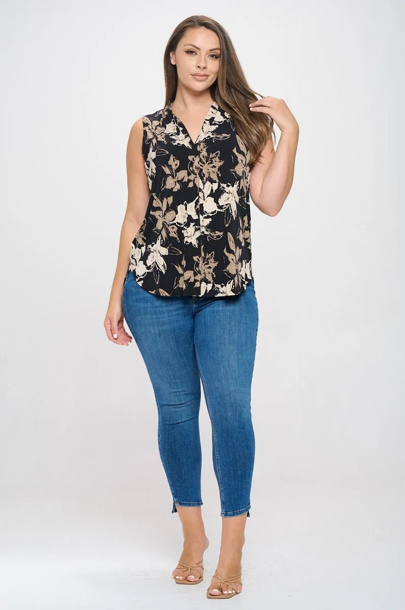 April Plus Size Sleeveless Printed Top