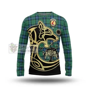 Armstrong Ancient Tartan Long Sleeve T-Shirt with Family Crest Celtic Wolf Style