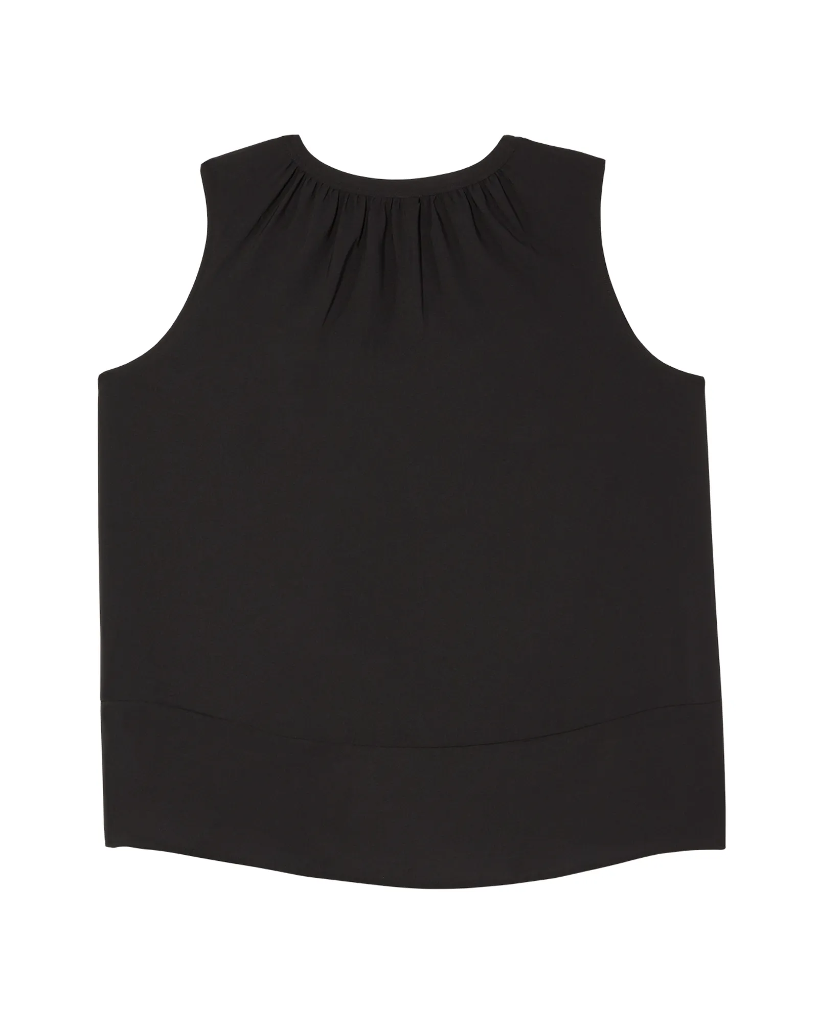 Ava Sleeveless Shirred Split Neck Tank | Black