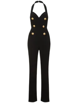 Balmain   V-neck tailored crepe jumpsuit 