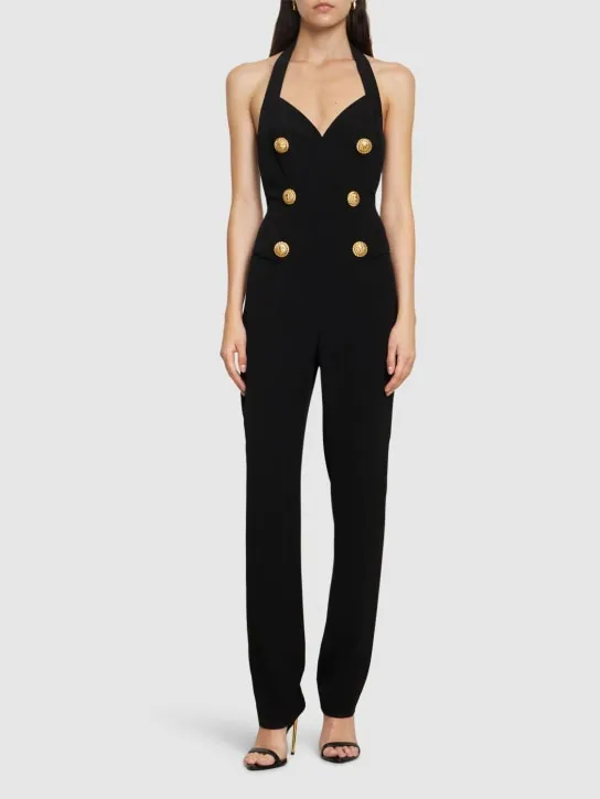 Balmain   V-neck tailored crepe jumpsuit 