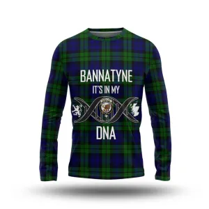 Bannatyne Tartan Long Sleeve T-Shirt with Family Crest DNA In Me Style