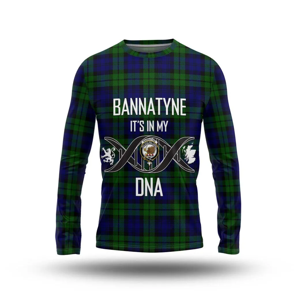 Bannatyne Tartan Long Sleeve T-Shirt with Family Crest DNA In Me Style