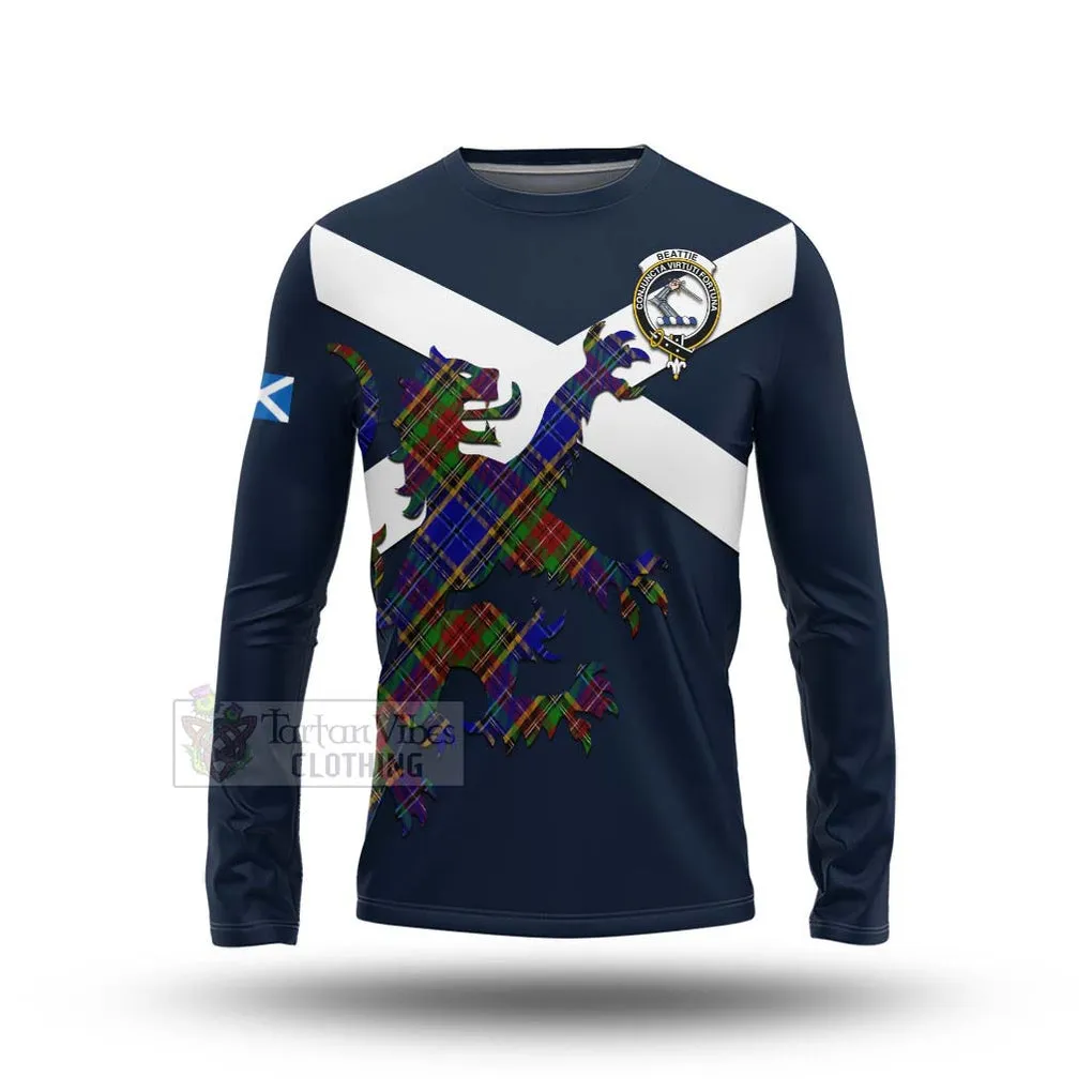 Beattie (Beatty) Tartan Lion Rampant Long Sleeve T-Shirt  Proudly Display Your Heritage with Alba Gu Brath and Clan Name