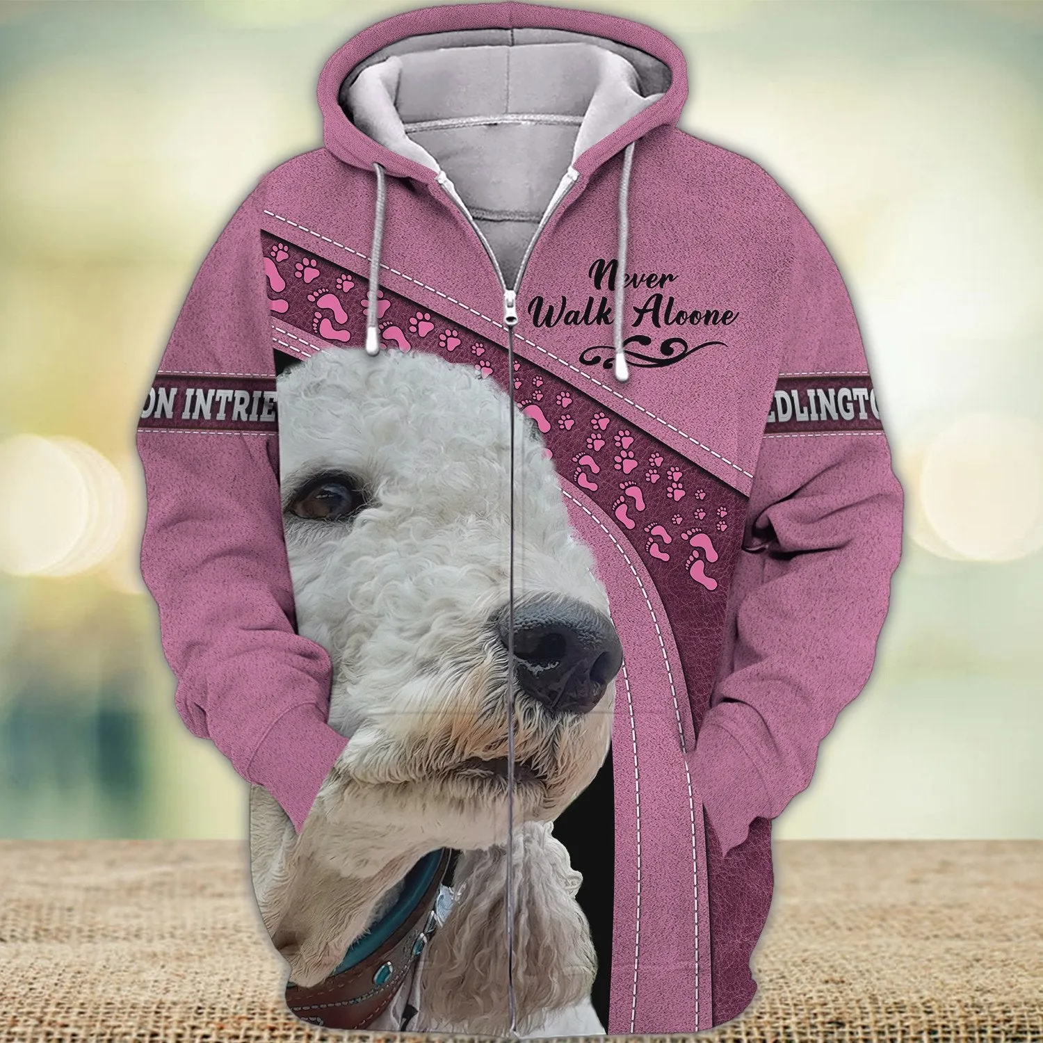 Bedlington Terrier Love Pink Never Walk Alone 3D Sweatshirt Christmas Gift