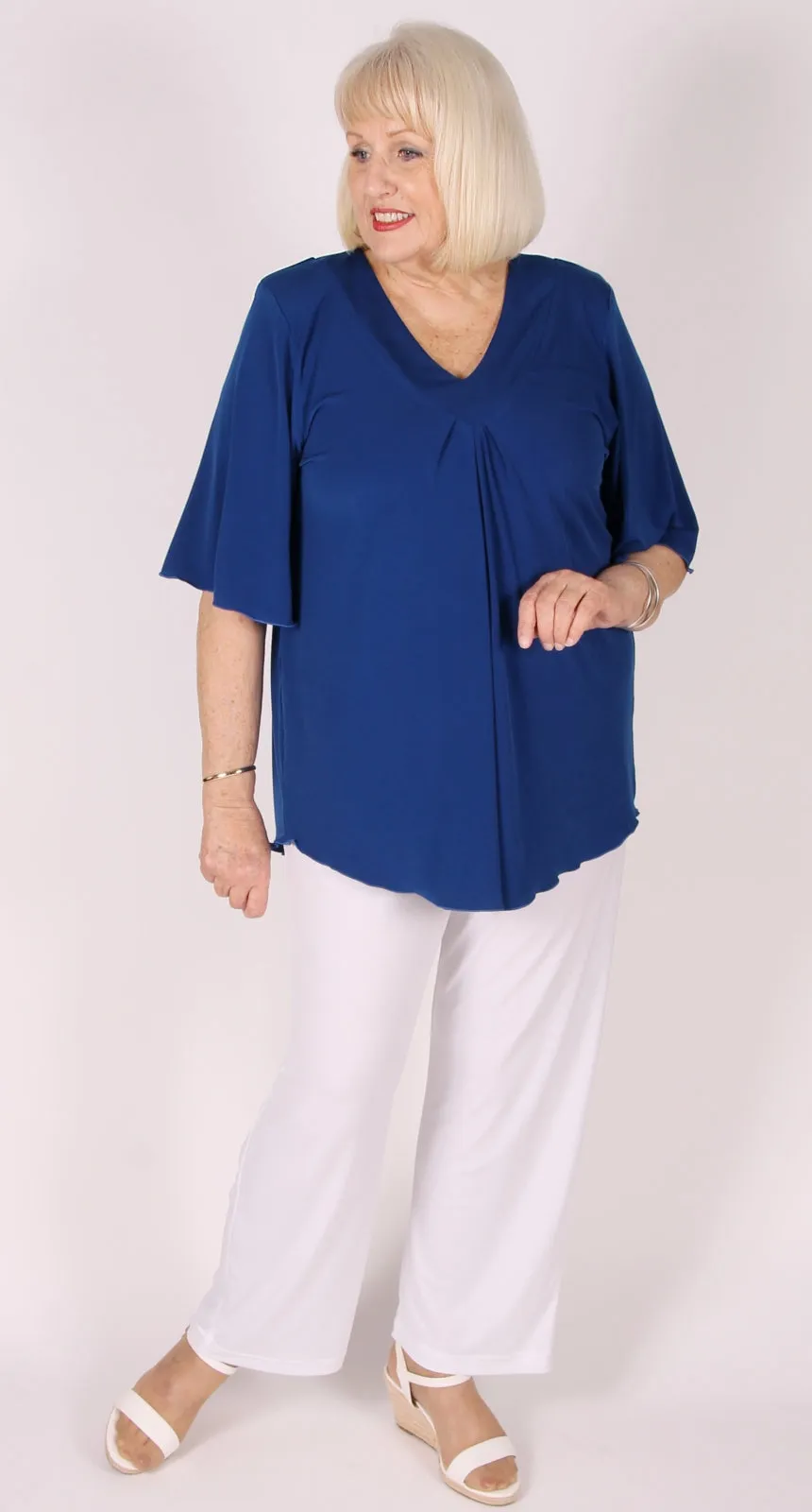 Bella V-Neck Top Sapphire