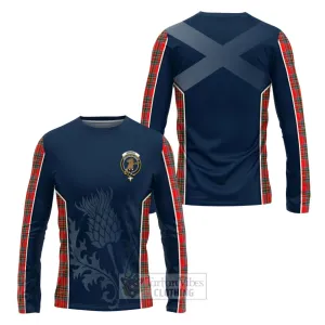 Binning Tartan Long Sleeve T-Shirt with Family Crest and Scottish Thistle Vibes Sport Style