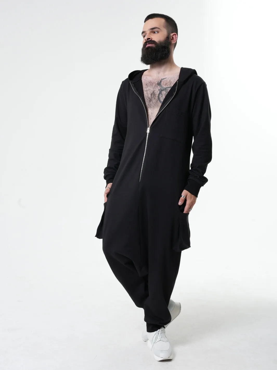 Black Hooded Jumpsuit