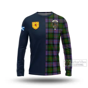 Blair Modern Tartan Long Sleeve T-Shirt Alba with Scottish Lion Royal Arm Half Style