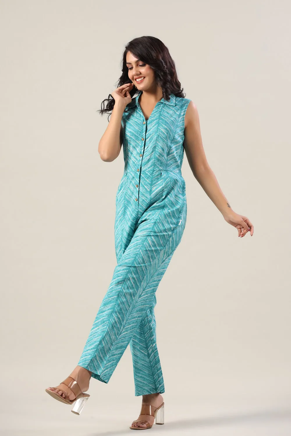 Blue Shibori on Cotton Jumpsuit