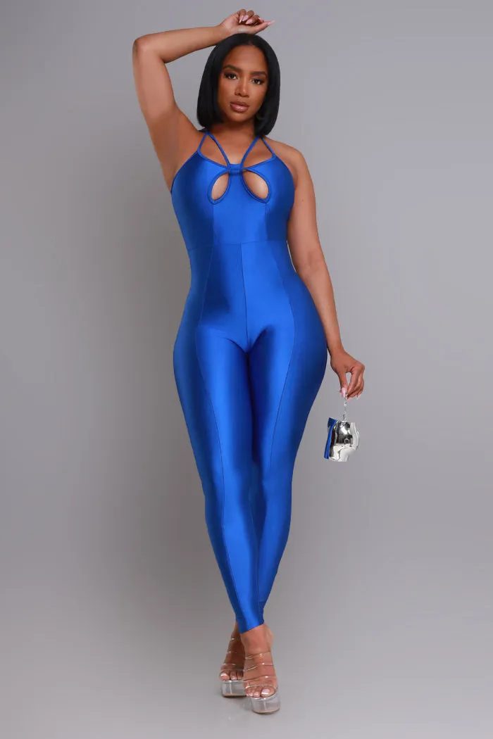 Body On Me Cut Out Halter Jumpsuit - Royal Blue