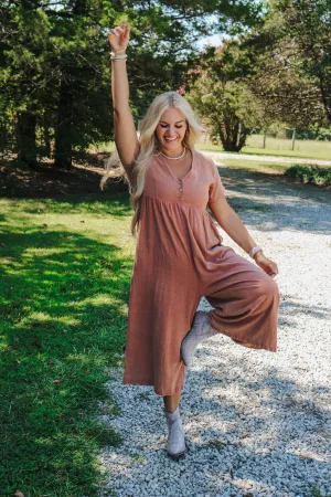 Boho Belle Wide Leg Clay Jumpsuit