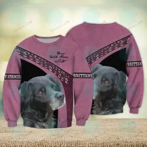 Brittany Spaniel Love Multicolor Never Walk Alone 3D Full Print Sweatshirt Shirts