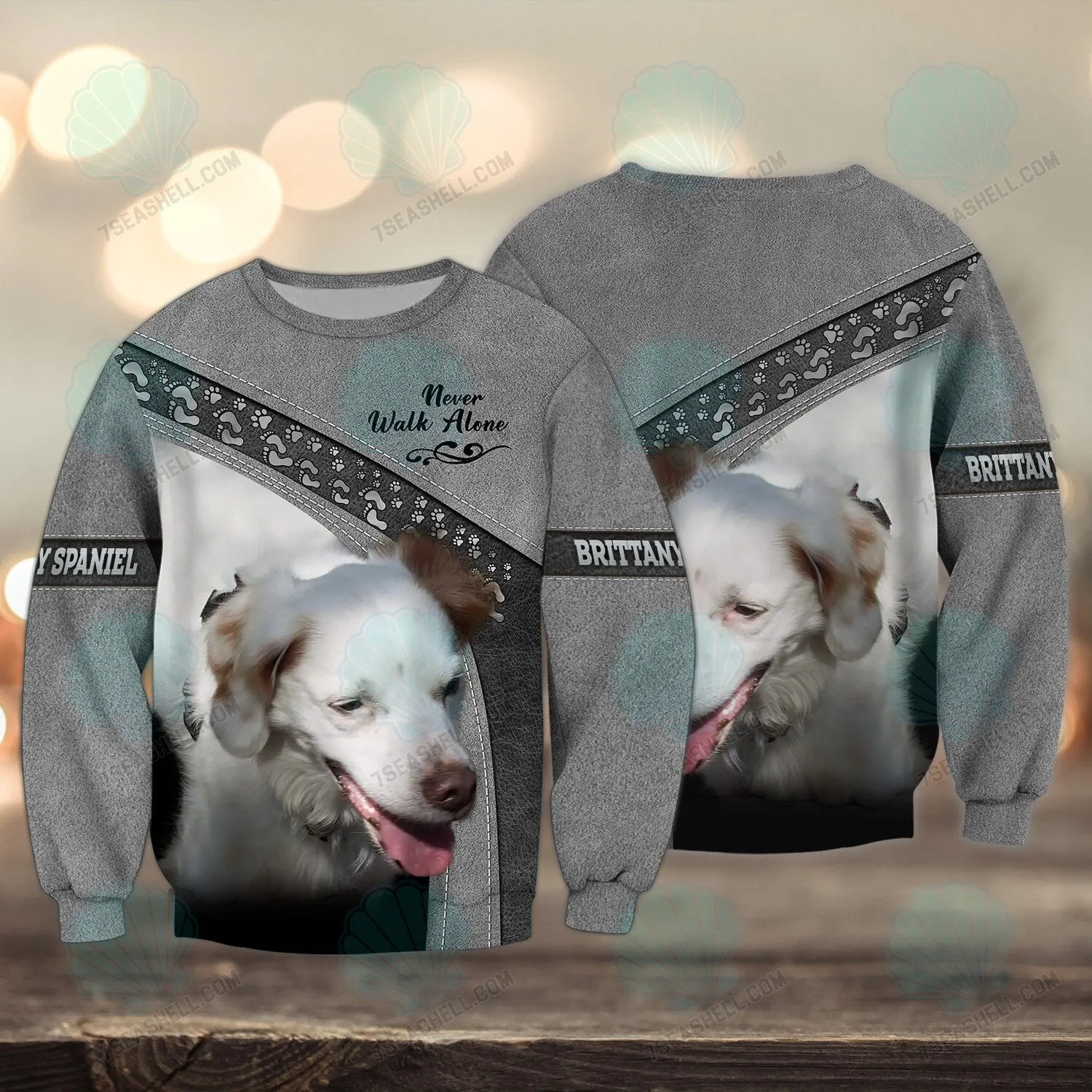 Brittany Spaniel Love Multicolor Never Walk Alone 3D Full Print Sweatshirt Shirts