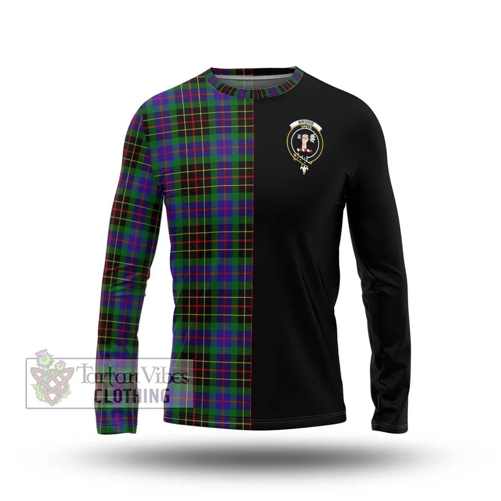 Brodie Hunting Modern Tartan Long Sleeve T-Shirt with Family Crest and Half Of Me Style