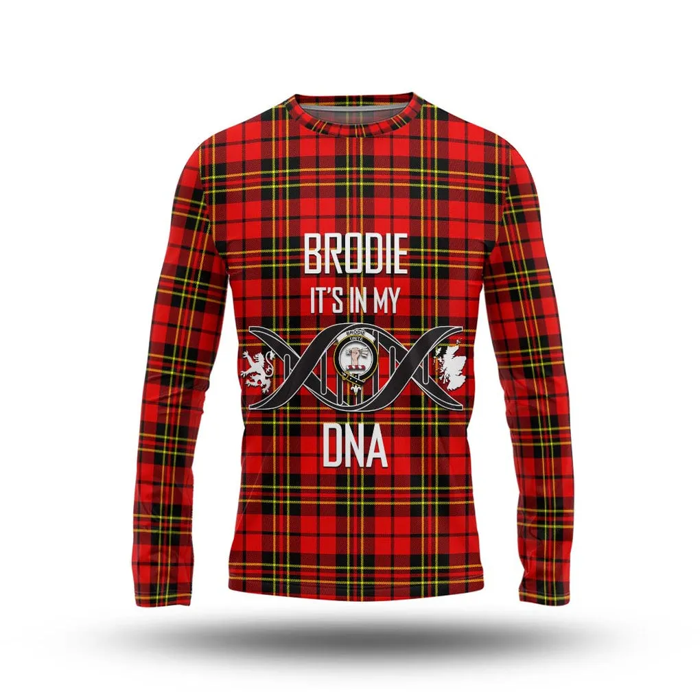 Brodie Modern Tartan Long Sleeve T-Shirt with Family Crest DNA In Me Style