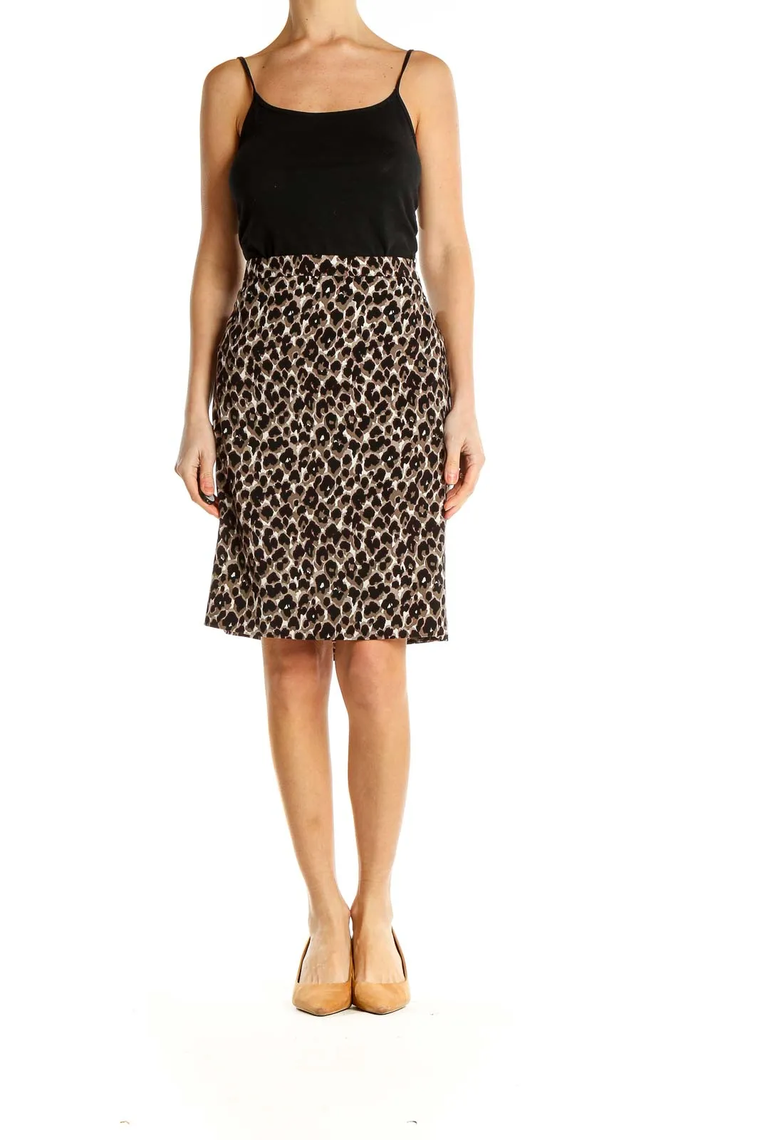 Brown Leopard Print Pencil Skirt